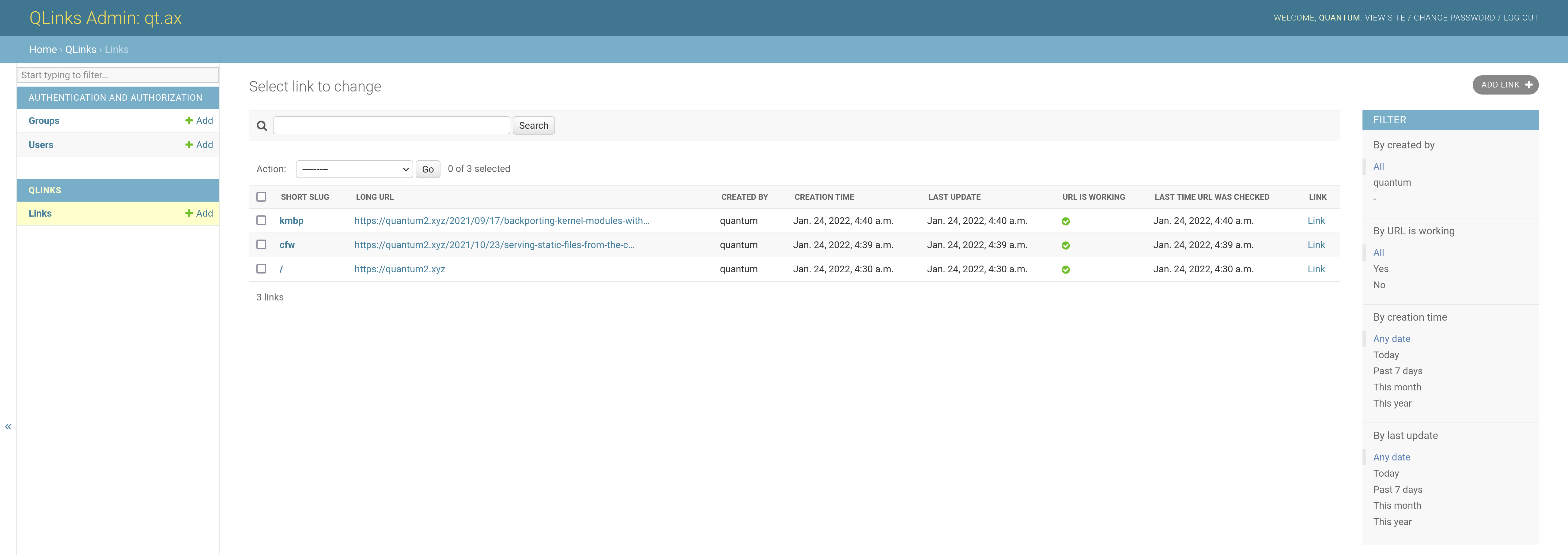 QLinks Admin Site